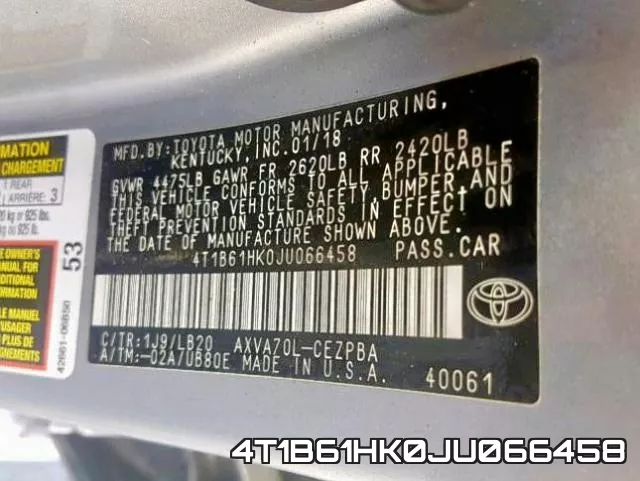 4T1B61HK0JU066458 фото 2