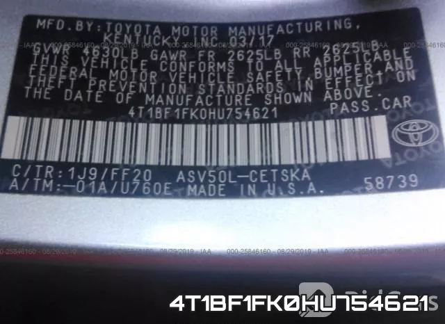4T1BF1FK0HU754621 фото 10