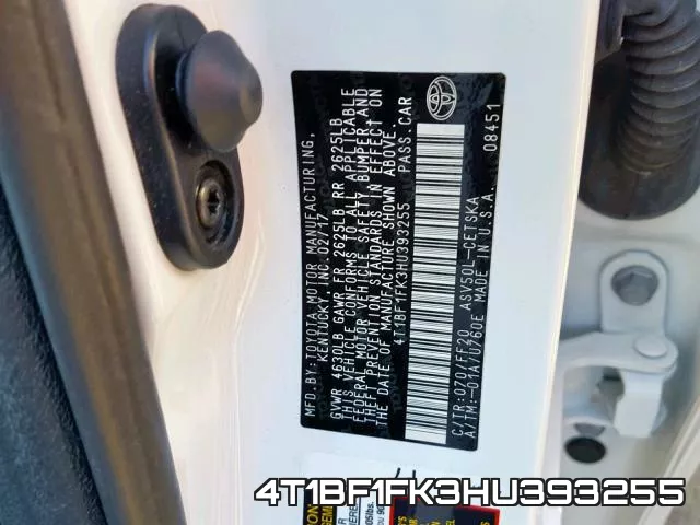 4T1BF1FK3HU393255 фото 2
