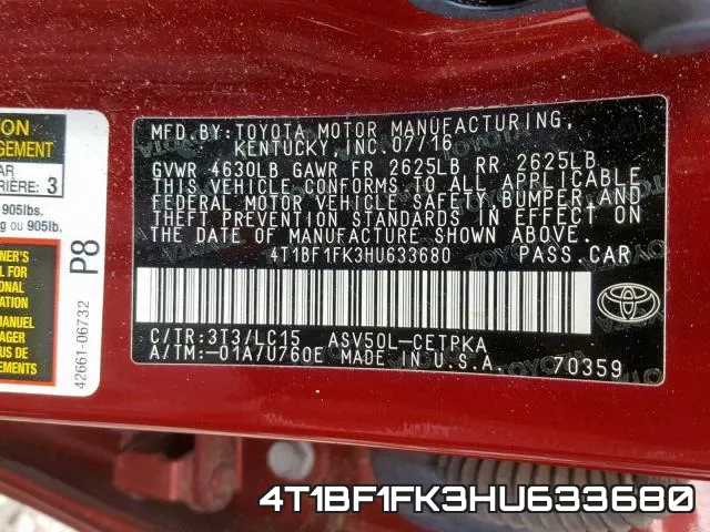 4T1BF1FK3HU633680 фото 2