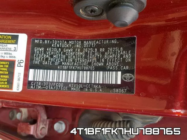 4T1BF1FK7HU788765 фото 2