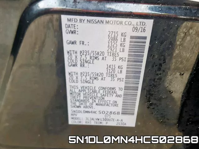 5N1DL0MN4HC502868 фото 2