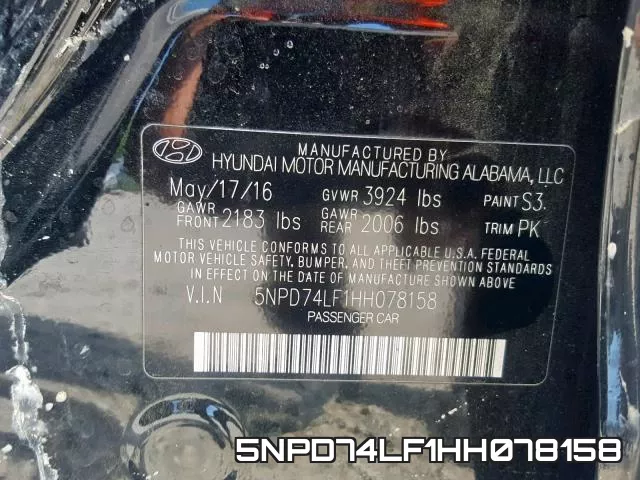 5NPD74LF1HH078158 фото 2