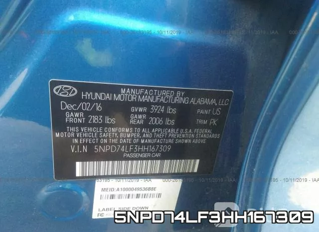 5NPD74LF3HH167309 фото 10