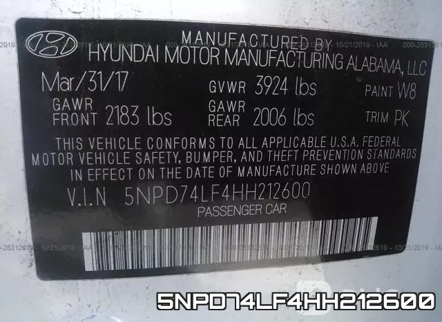 5NPD74LF4HH212600 фото 10