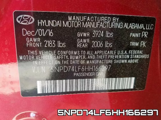 5NPD74LF6HH166297 фото 2