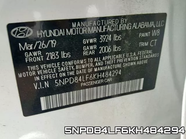 5NPD84LF6KH484294 фото 2