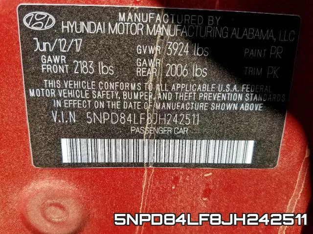 5NPD84LF8JH242511 фото 2