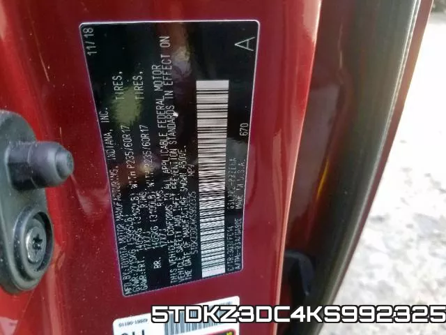5TDKZ3DC4KS992325 фото 2