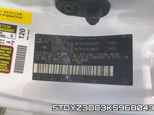 5TDYZ3DC3KS968043 фото 2