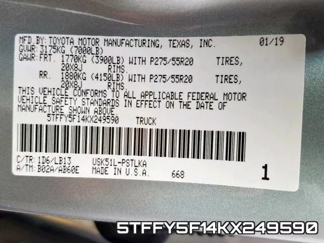 5TFFY5F14KX249590 фото 2