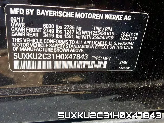 5UXKU2C31H0X47843 фото 2