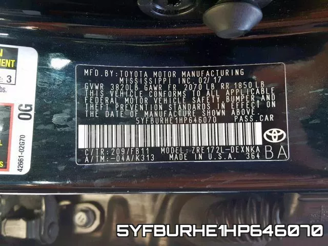 5YFBURHE1HP646070 фото 2