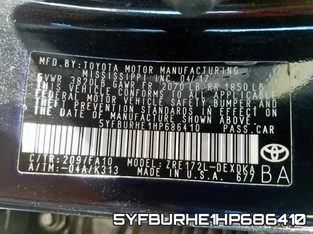 5YFBURHE1HP686410 фото 2