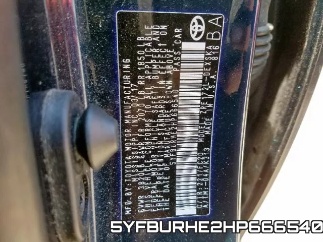 5YFBURHE2HP666540 фото 2