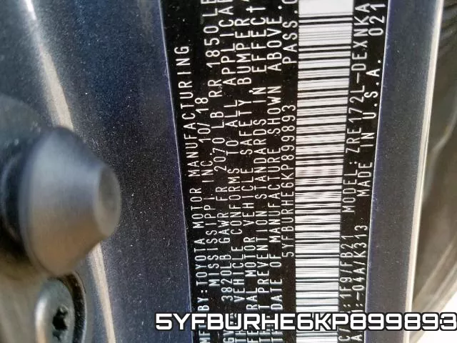 5YFBURHE6KP899893 фото 2