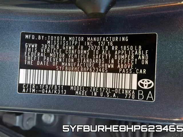 5YFBURHE8HP623465 фото 2