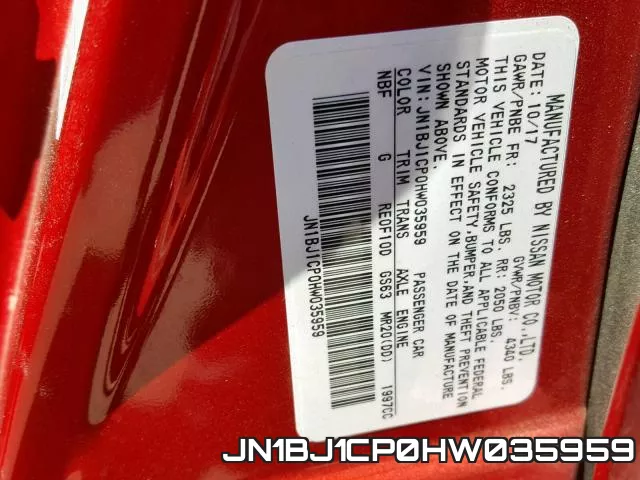 JN1BJ1CP0HW035959 фото 2