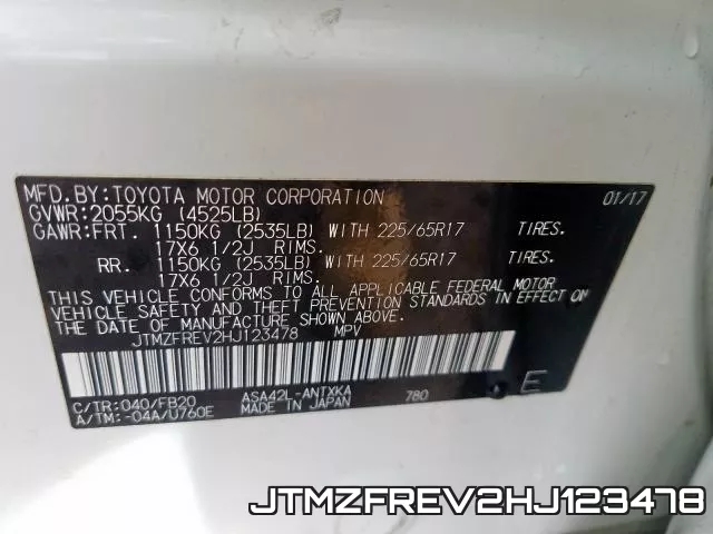 JTMZFREV2HJ123478 фото 2