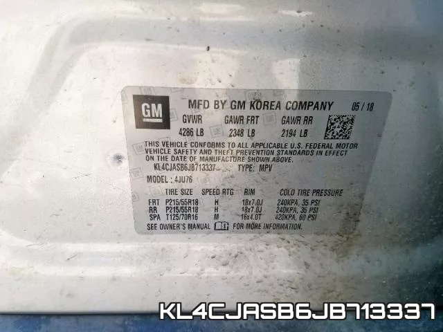 KL4CJASB6JB713337 фото 2