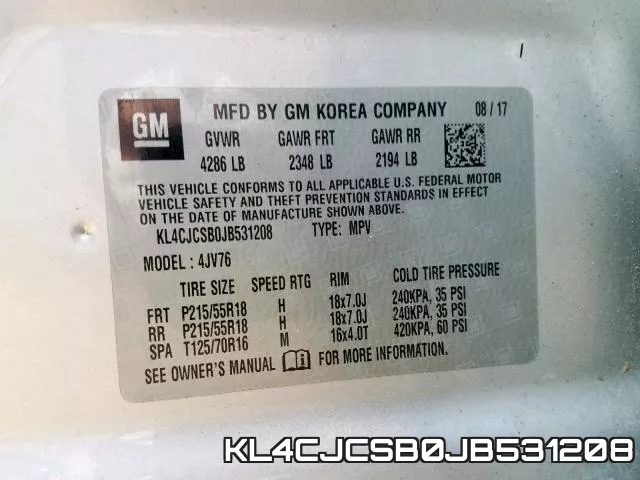 KL4CJCSB0JB531208 фото 2
