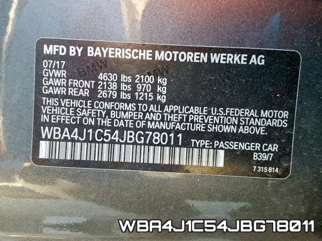 WBA4J1C54JBG78011 фото 2