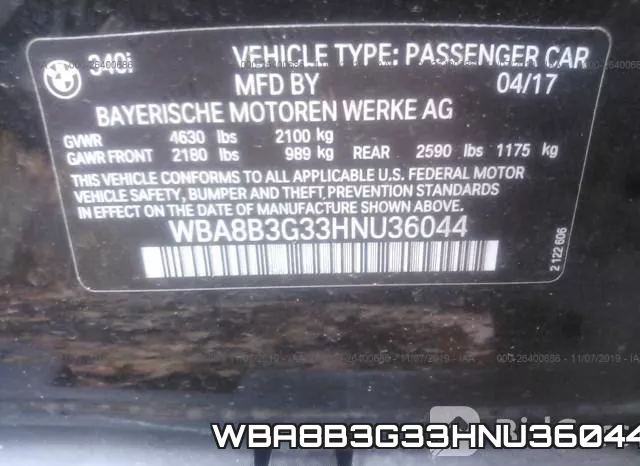 WBA8B3G33HNU36044 фото 10