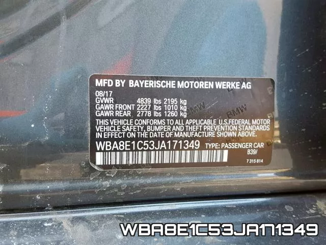 WBA8E1C53JA171349 фото 2