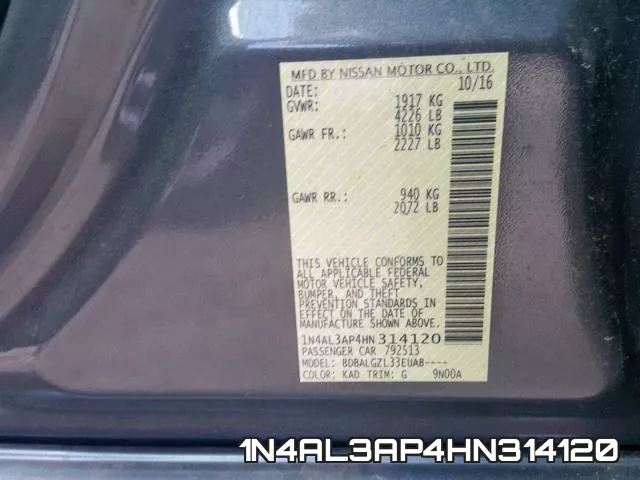 1N4AL3AP4HN314120 фото 2