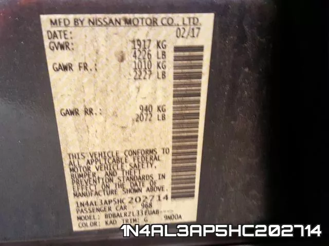 1N4AL3AP5HC202714 фото 2
