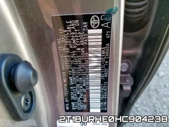 2T1BURHE0HC904238 фото 2