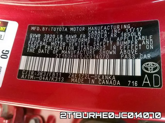 2T1BURHE0JC014070 фото 2