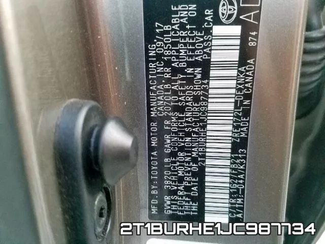 2T1BURHE1JC987734 фото 2