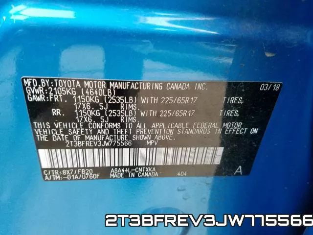 2T3BFREV3JW775566 фото 2