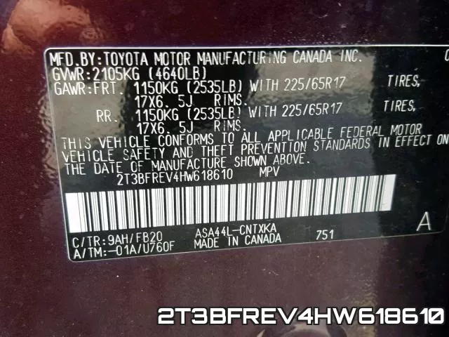 2T3BFREV4HW618610 фото 2