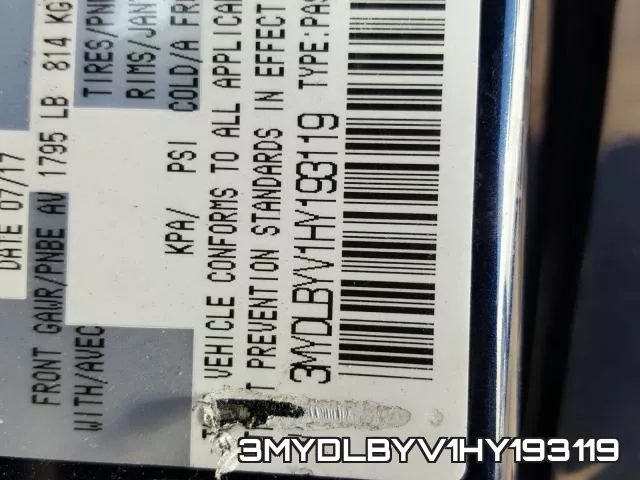 3MYDLBYV1HY193119 фото 2