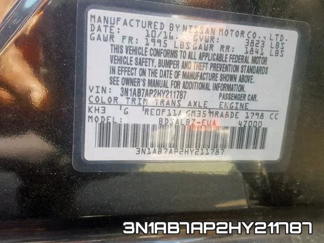 3N1AB7AP2HY211787 фото 2