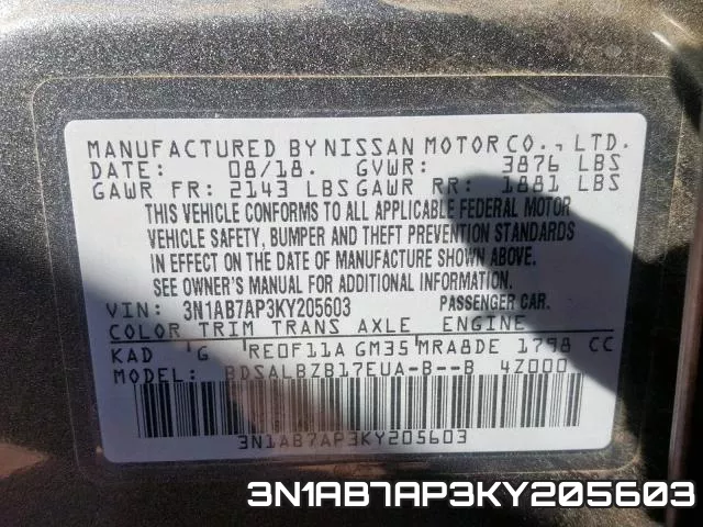 3N1AB7AP3KY205603 фото 2