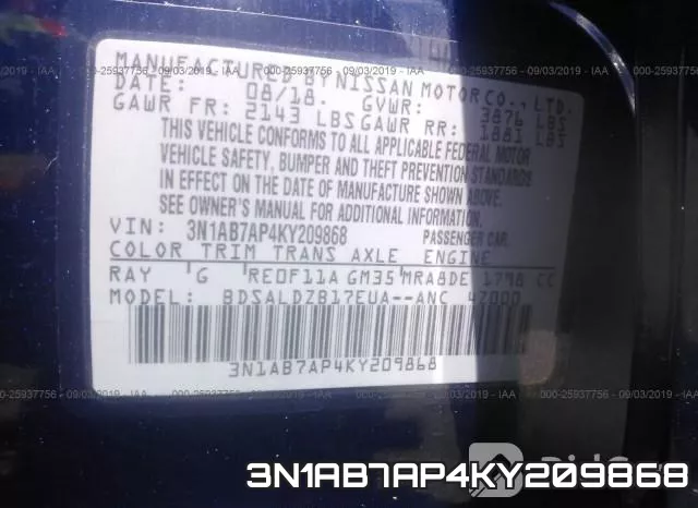 3N1AB7AP4KY209868 фото 10