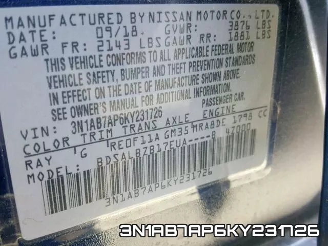3N1AB7AP6KY231726 фото 2