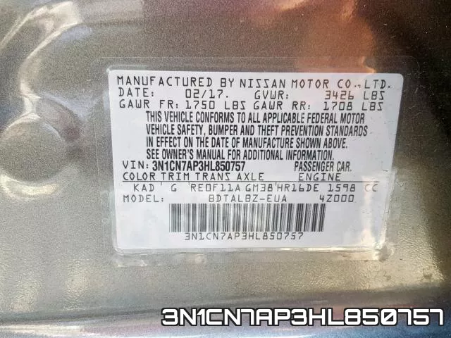 3N1CN7AP3HL850757 фото 2