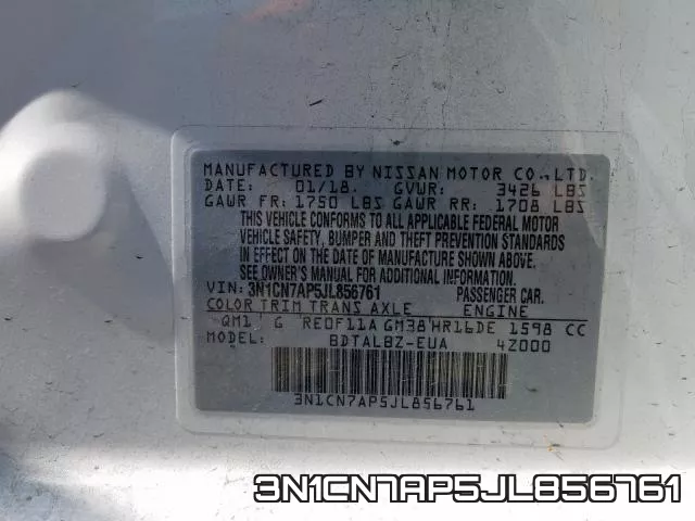 3N1CN7AP5JL856761 фото 2