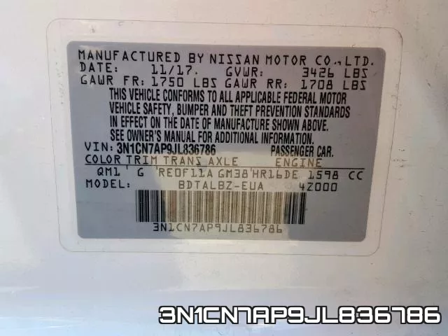 3N1CN7AP9JL836786 фото 2