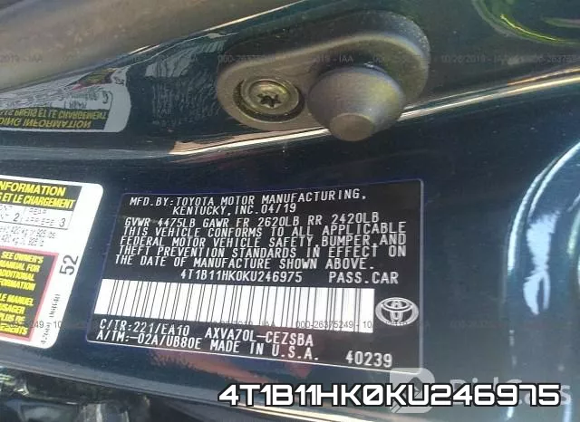 4T1B11HK0KU246975 фото 10