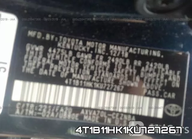 4T1B11HK1KU727267 фото 10