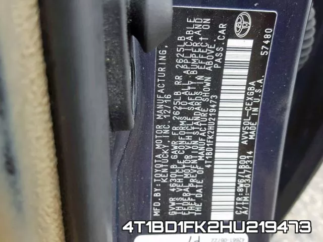 4T1BD1FK2HU219473 фото 2