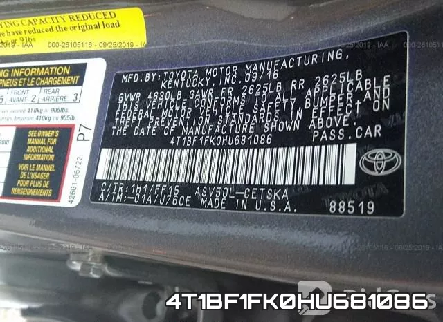 4T1BF1FK0HU681086 фото 10