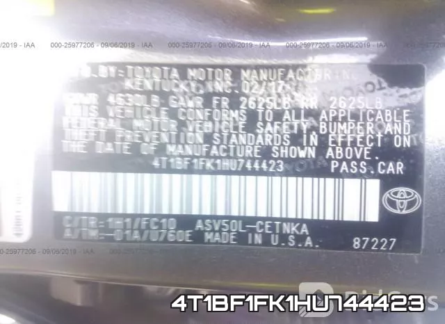 4T1BF1FK1HU744423 фото 10