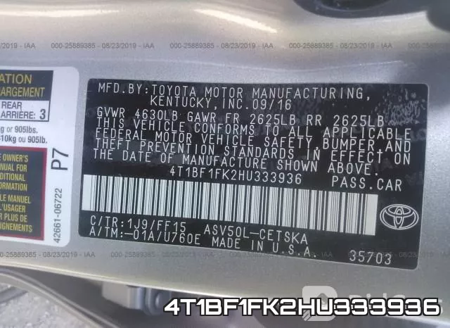 4T1BF1FK2HU333936 фото 10