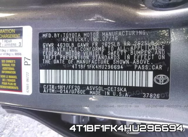 4T1BF1FK4HU296694 фото 10